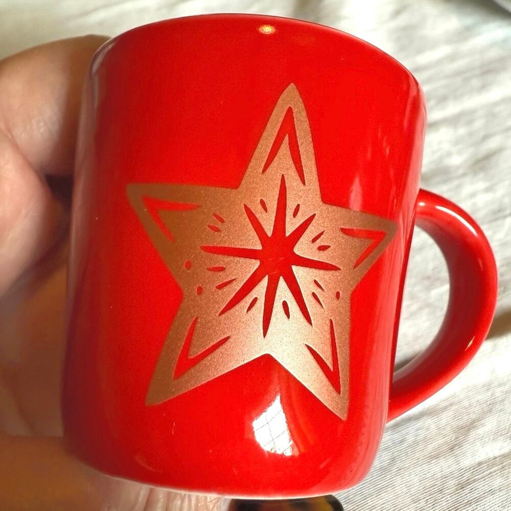 Starbucks 2018 Holiday Demitasse • Red & Gold Star • 3 oz • 2.25”